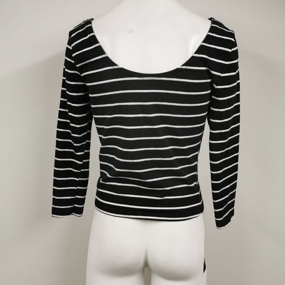 H&m Divided Striped Semi Off Shoulder Top - Picture 2 of 3